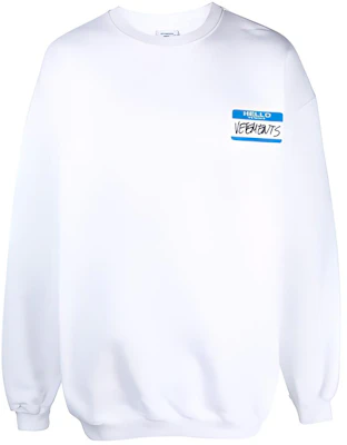 Vetements FW21 White Logo Print Crewneck Sweatshirt Unisex UA52TR630W-WHITE Buy Vetements FW21 White Logo Print Crewneck Sweatshirt Unisex UA52TR630W-WHITE