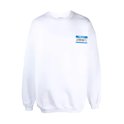 Vetements FW21 White Logo Print Crewneck Sweatshirt Unisex UA52TR630W-WHITE
