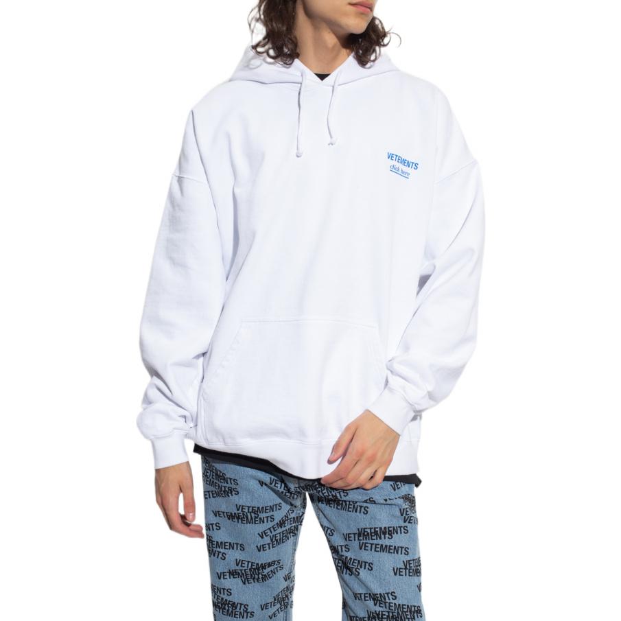 Shop Vetements FW22 Hoodie Putih Logo Cetakan Huruf. UA53HD120W-1606