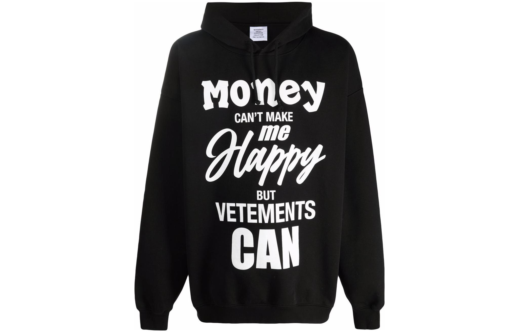 Vetements FW22 Black Logo Print Unisex Pullover Hoodie UA53TR0011606BLACK