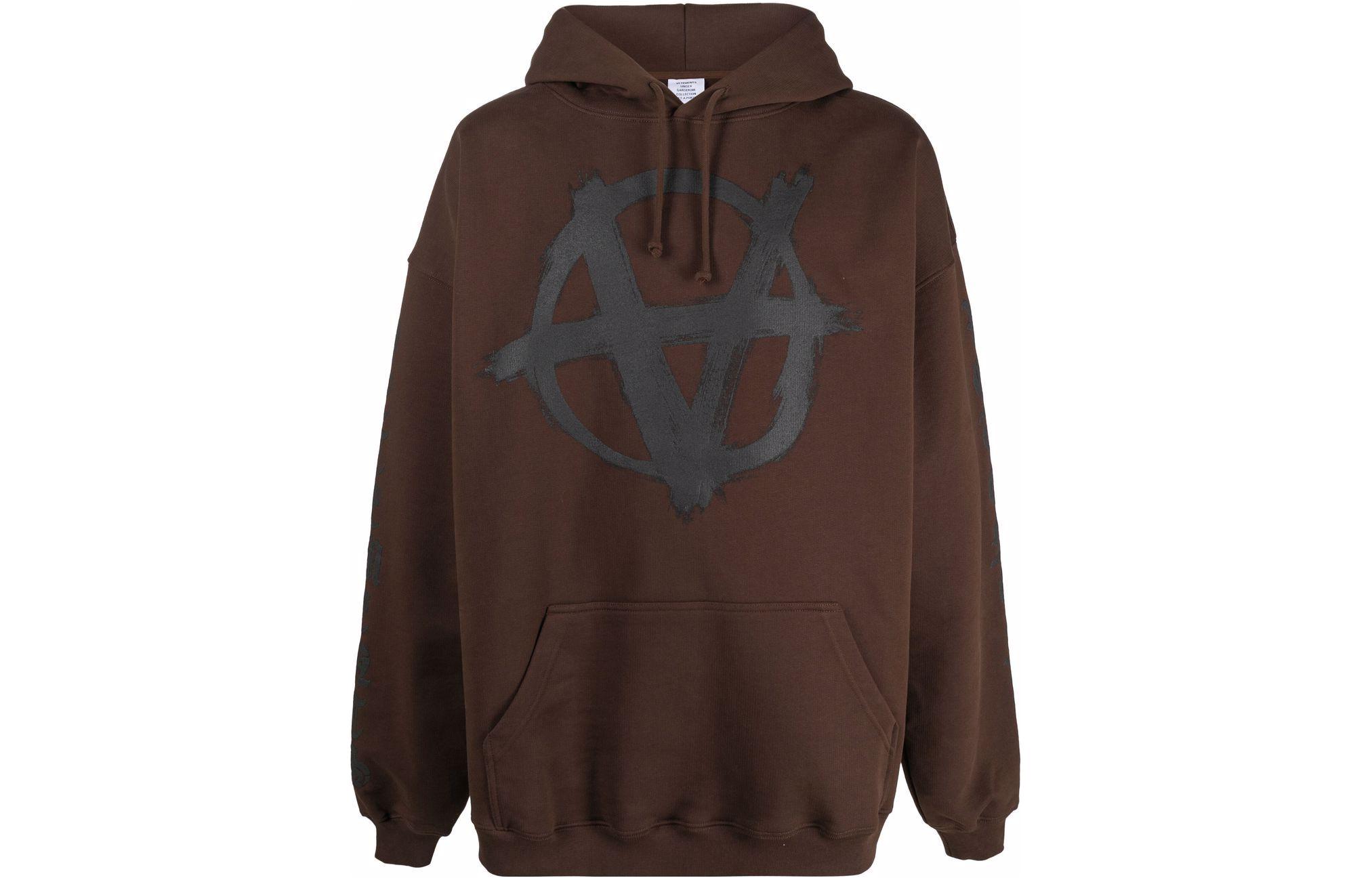 Vetements FW22 Brown Logo Print Drawstring Hoodie Unisex UE52TR460CBROWN