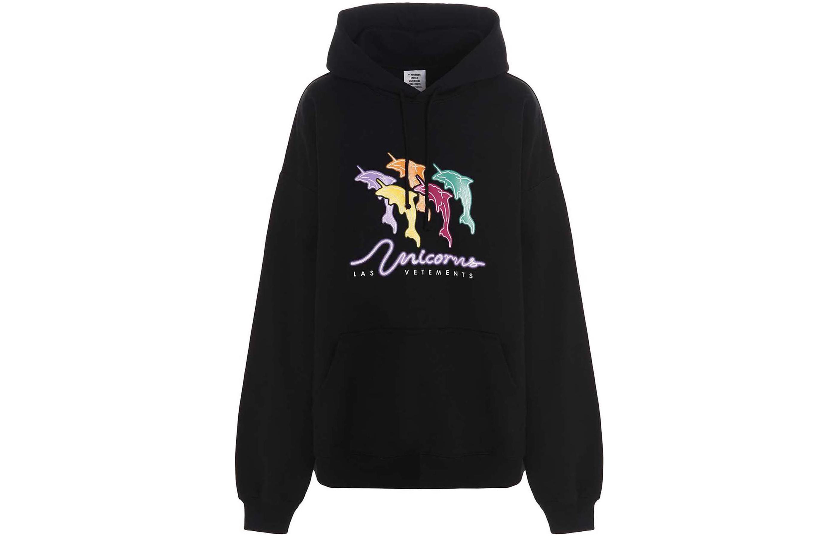 Vetements FW22 Cartoon Print Hoodie Unisex Black UA53HD220BBLACK