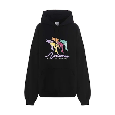 Vetements FW22 Cartoon Print Hoodie Unisex Black UA53HD220BBLACK