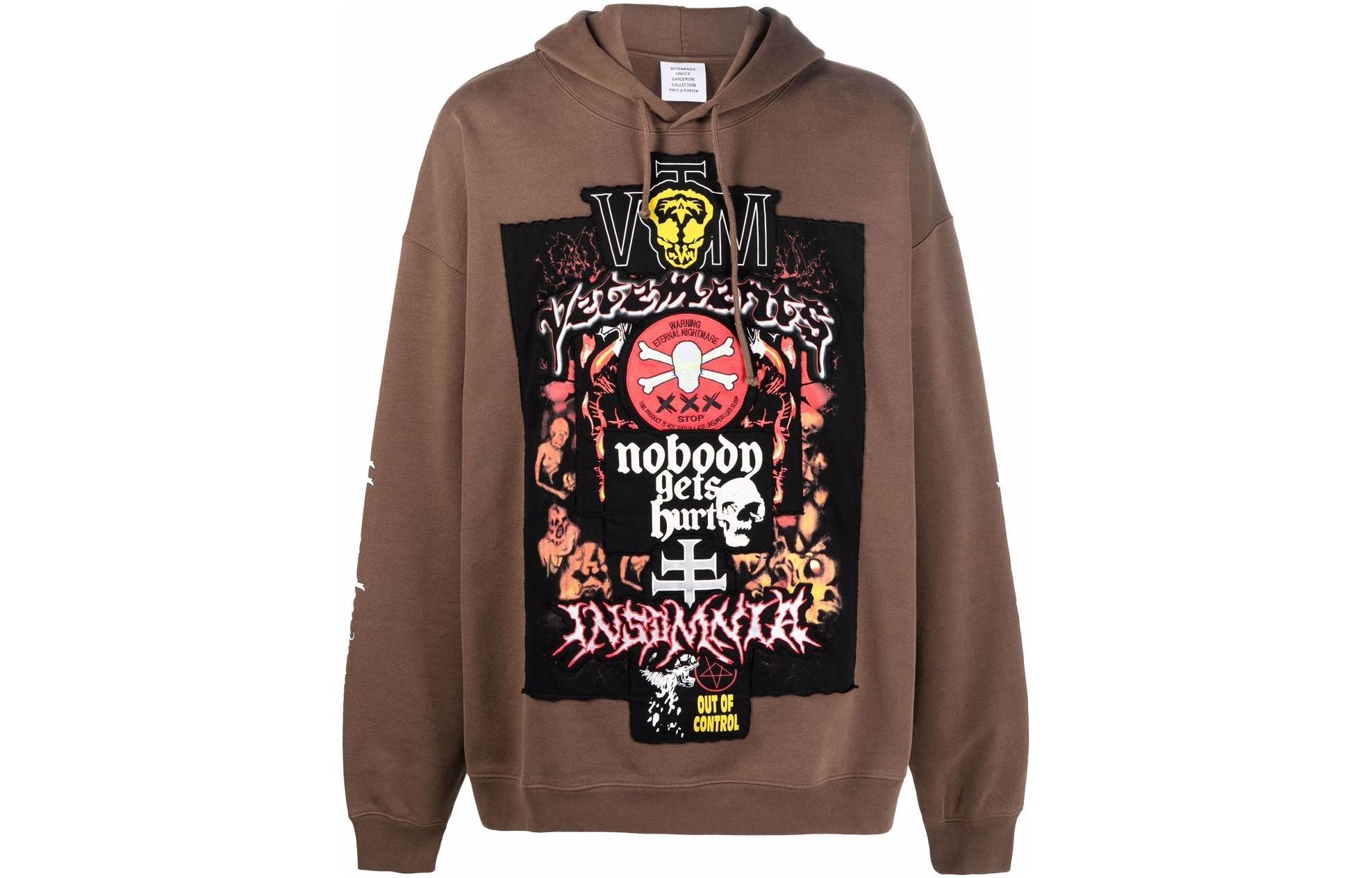 Vetements FW22 Graphic Print Brown Hoodie Unisex Long Sleeve UE52TR500CBROWN