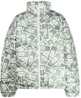 Vetements FW22 Green Graphic Printed Zip-Up Puffer Jacket for Men. UA53JA600M Vetements FW22 Green Graphic Printed Zip-Up Puffer Jacket for Men. UA53JA600M