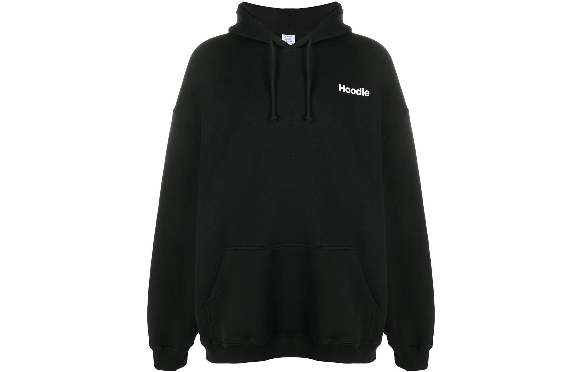 Vetements FW22 Letter Print Drawstring Hoodie Black UE51TR310BBLACK