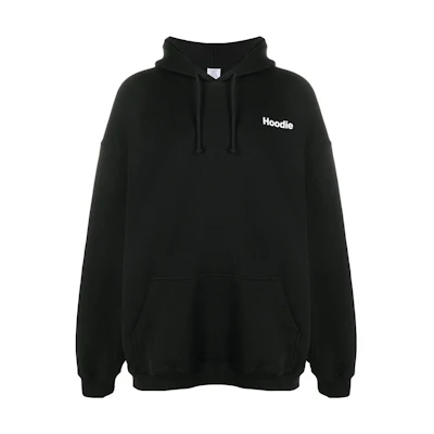 Vetements FW22 Letter Print Drawstring Hoodie Black UE51TR310BBLACK