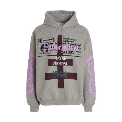 Vetements FW22 Letter Print Drawstring Hoodie Unisex Gray UA53HD480G