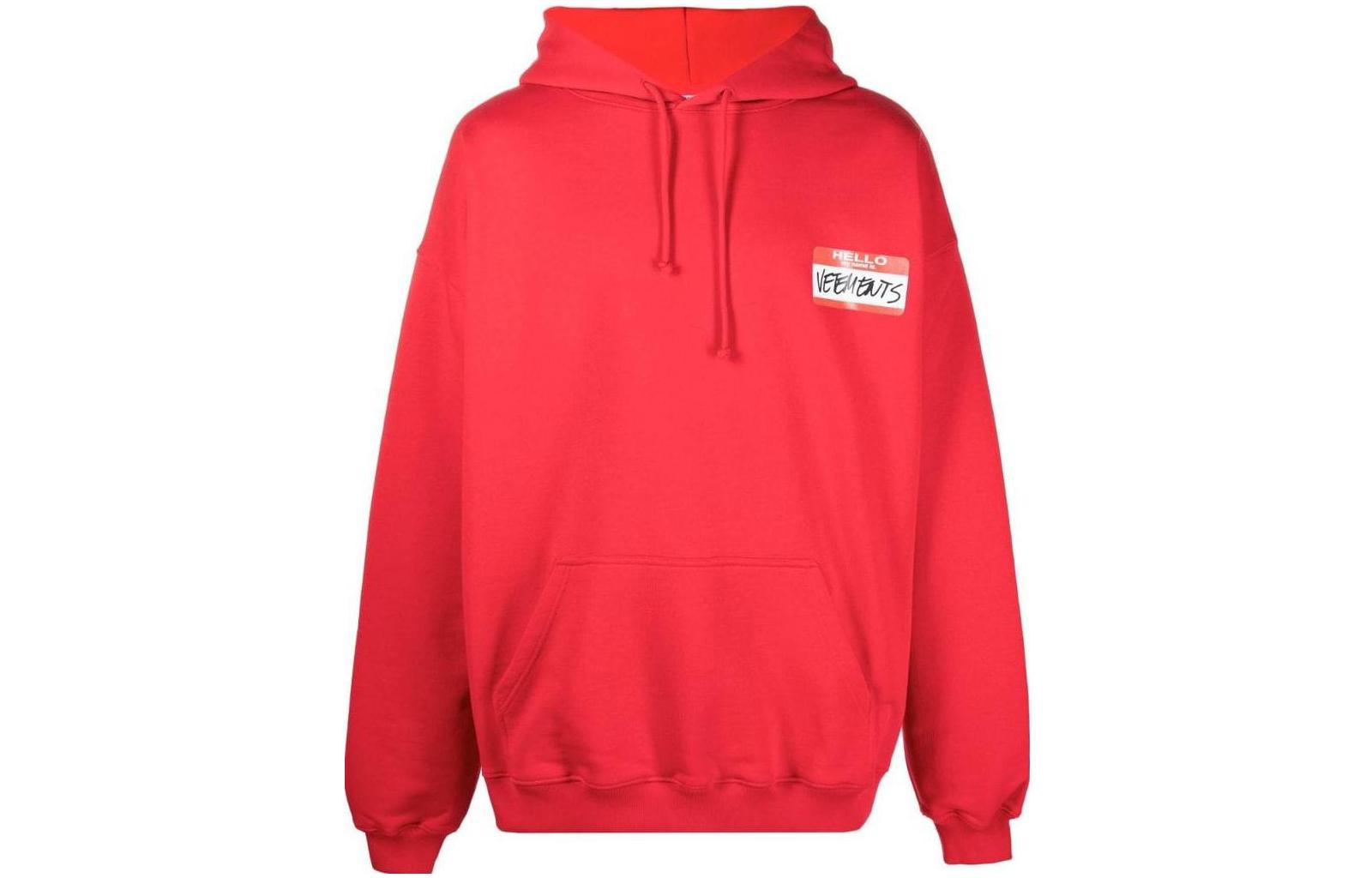 Vetements FW22 Logo Patch Red Pullover Hoodie Unisex UE52TR390R