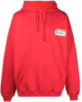 Vetements FW22 Logo Patch Red Pullover Hoodie Unisex UE52TR390R Vetements FW22 Logo Patch Red Pullover Hoodie Unisex UE52TR390R