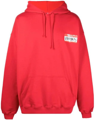 Vetements FW22 Logo Patch Red Pullover Hoodie Unisex UE52TR390R Buy Vetements FW22 Logo Patch Red Pullover Hoodie Unisex UE52TR390R