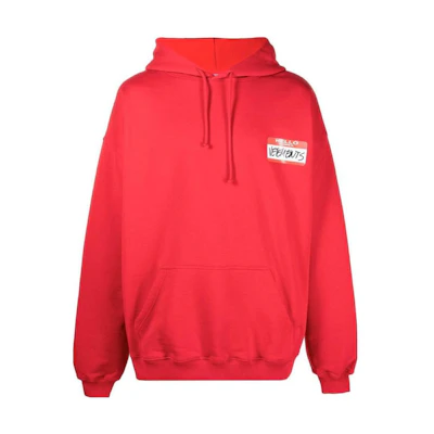 Vetements FW22 Logo Patch Red Pullover Hoodie Unisex UE52TR390R