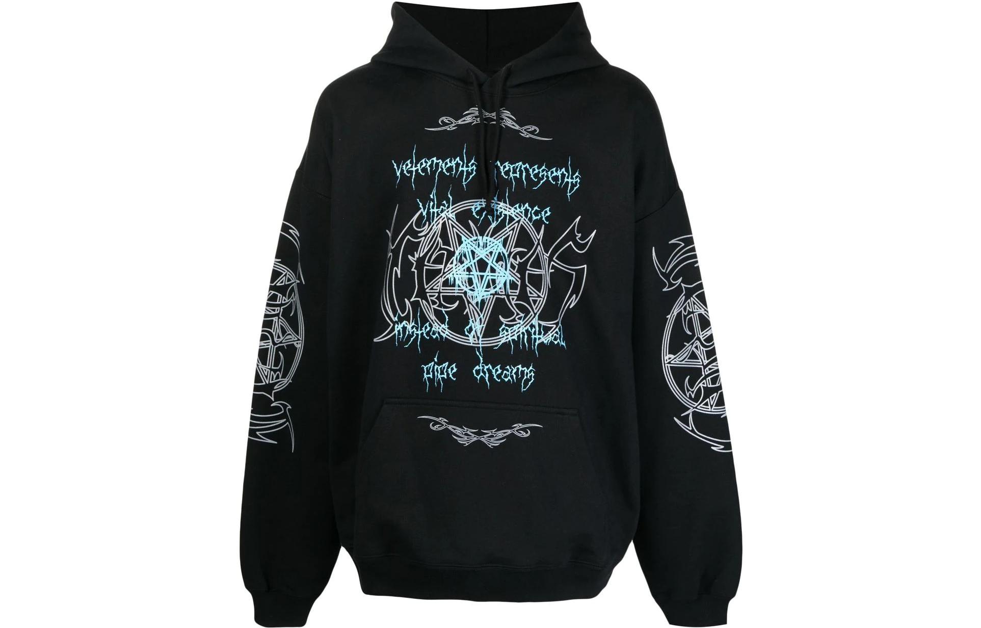 Vetements FW22 Logo Print Hoodie Black UA53HD460B