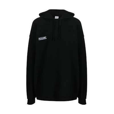 Vetements FW22 Logo Print Hoodie Black Unisex Long-Sleeve Drawstring UA53HD280BBLACK