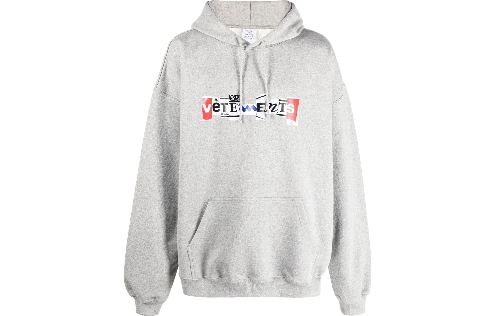 Vetements FW22 Logo Print Hoodie Unisex Grey UA53HD240G