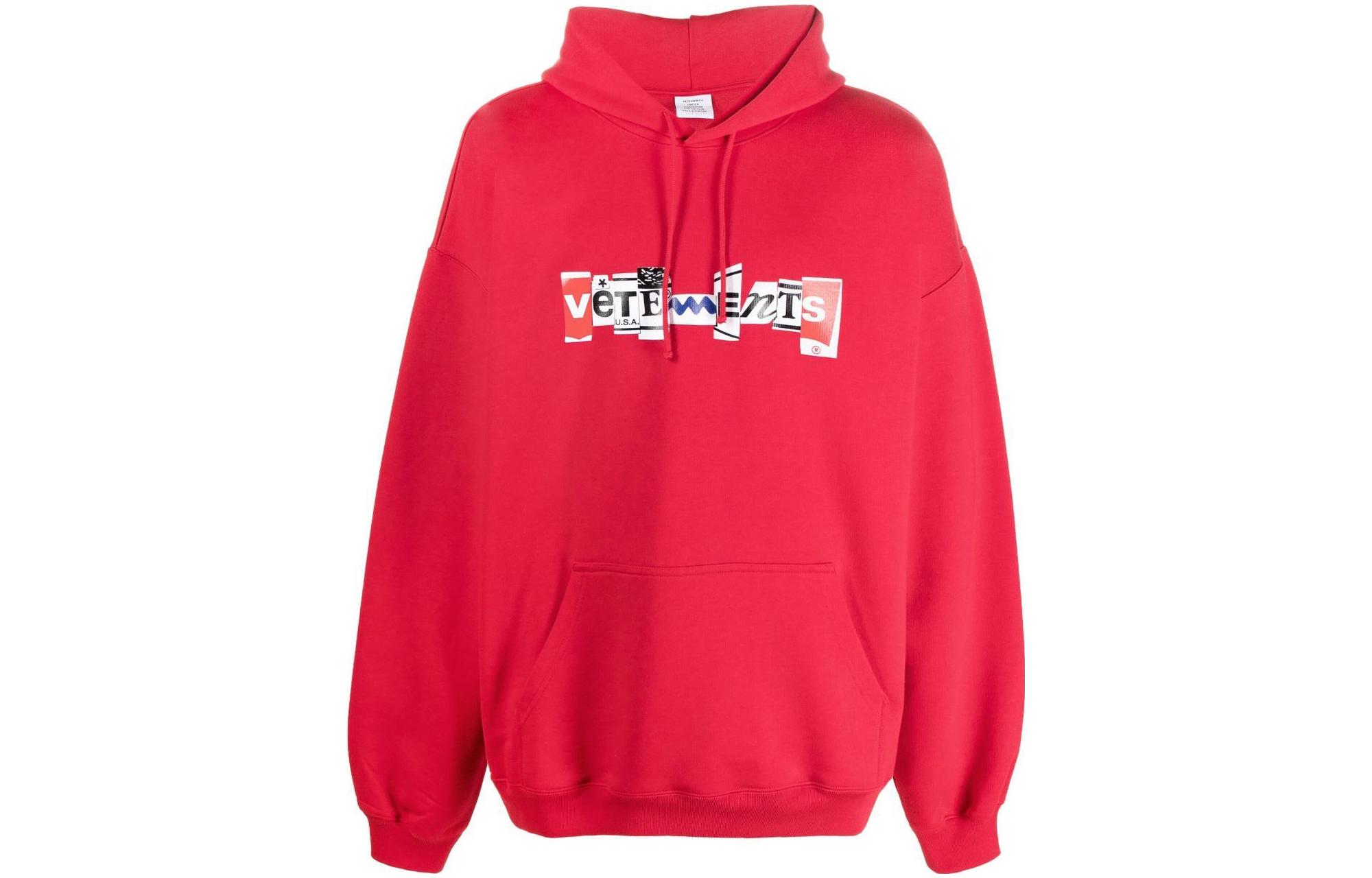Vetements FW22 Logo Print Hoodie Unisex Red UA53HD240R1605