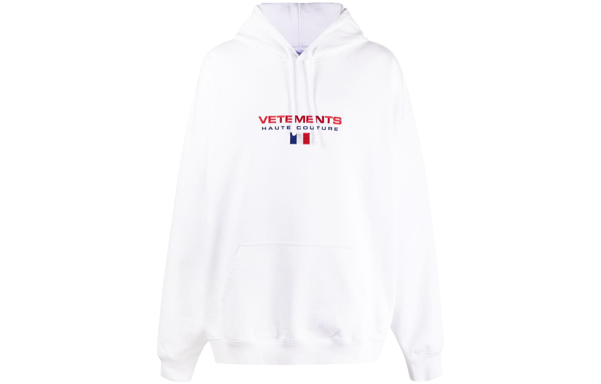 Vetements FW22 Logo Print Hoodie White Long Sleeve Pullover UE52TR450W