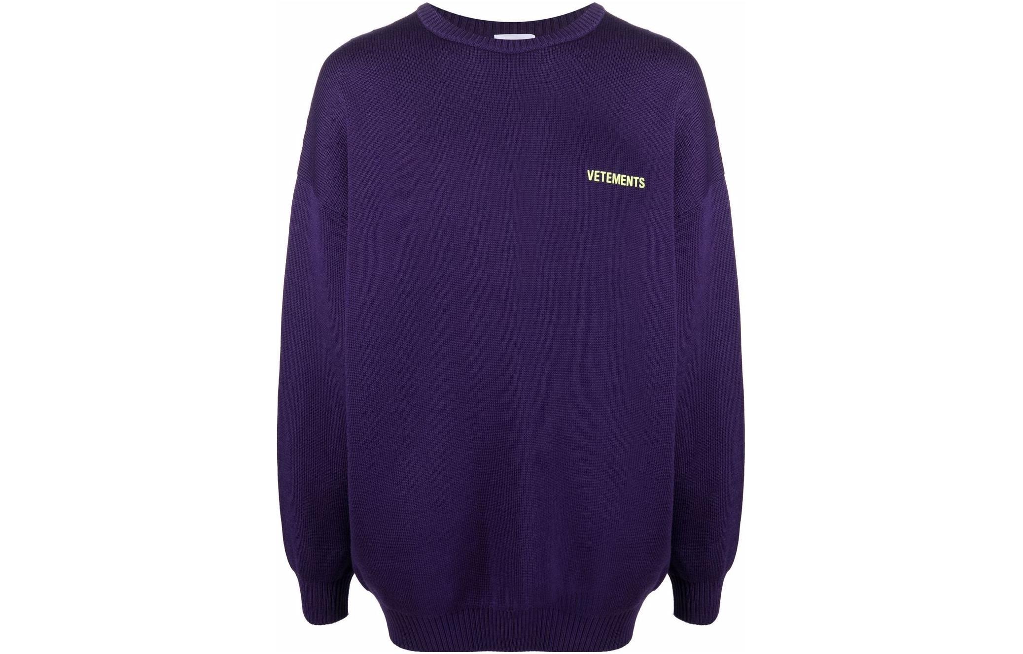 Vetements FW22 Logo Print Purple Unisex Crewneck Sweatshirt UE52KN360P