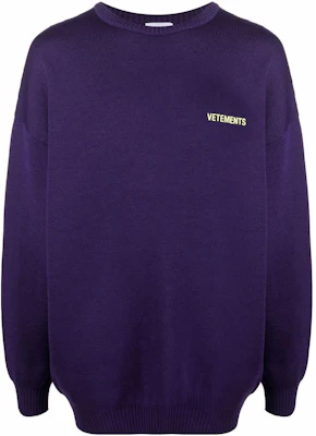 Vetements FW22 Logo Print Purple Unisex Crewneck Sweatshirt UE52KN360P Buy Vetements FW22 Logo Print Purple Unisex Crewneck Sweatshirt UE52KN360P