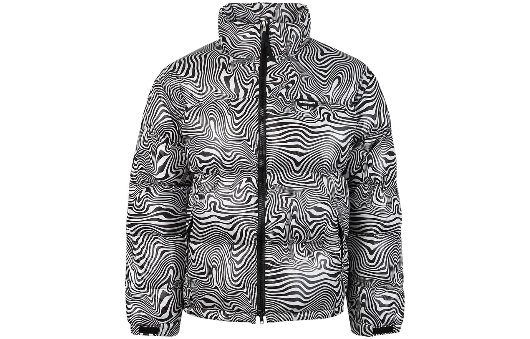 Vetements FW22 Logo Zebra Striped High Neck Jacket Multicolor UE52JA360Z-ZEBR