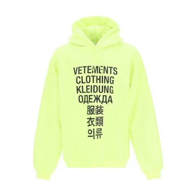 Vetements FW22 Yellow Hoodie with Micro Logo Print for Men UFE000012-NEOYL