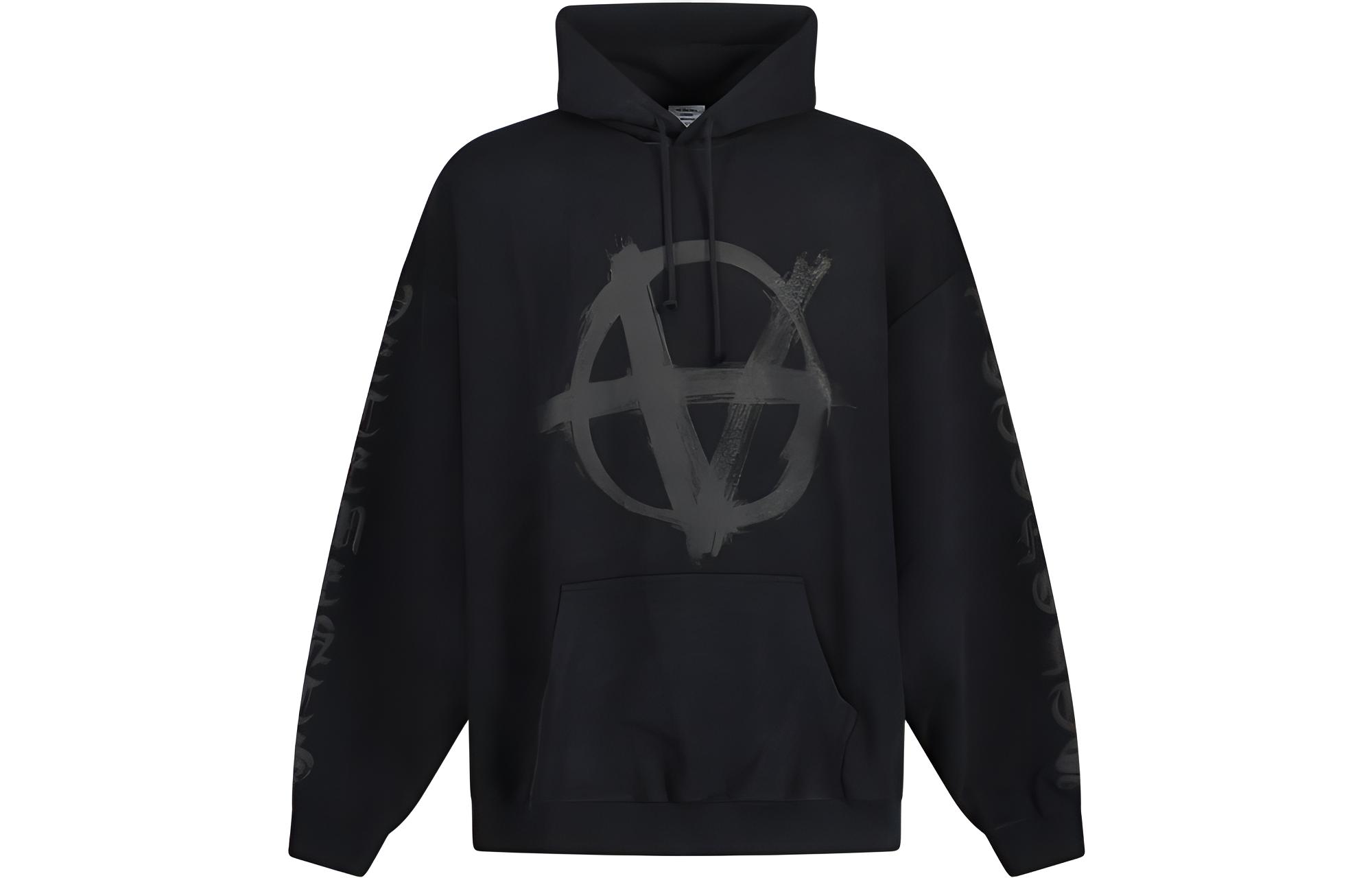 Vetements FW23 Drawstring Letter Print Hoodie Black UE54HD260BBLACK