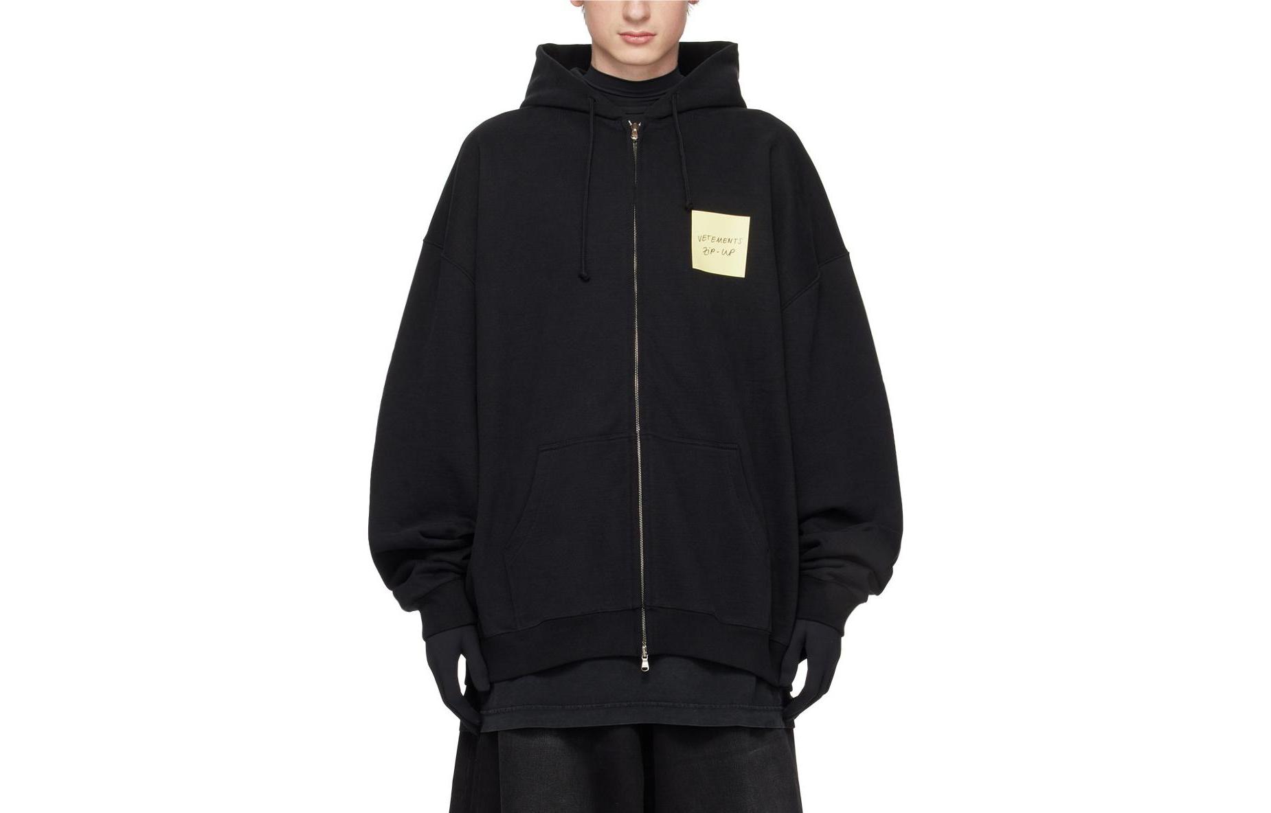 Vetements FW23 Kangaroo Pocket Drawstring Hoodie Black 232669M202038