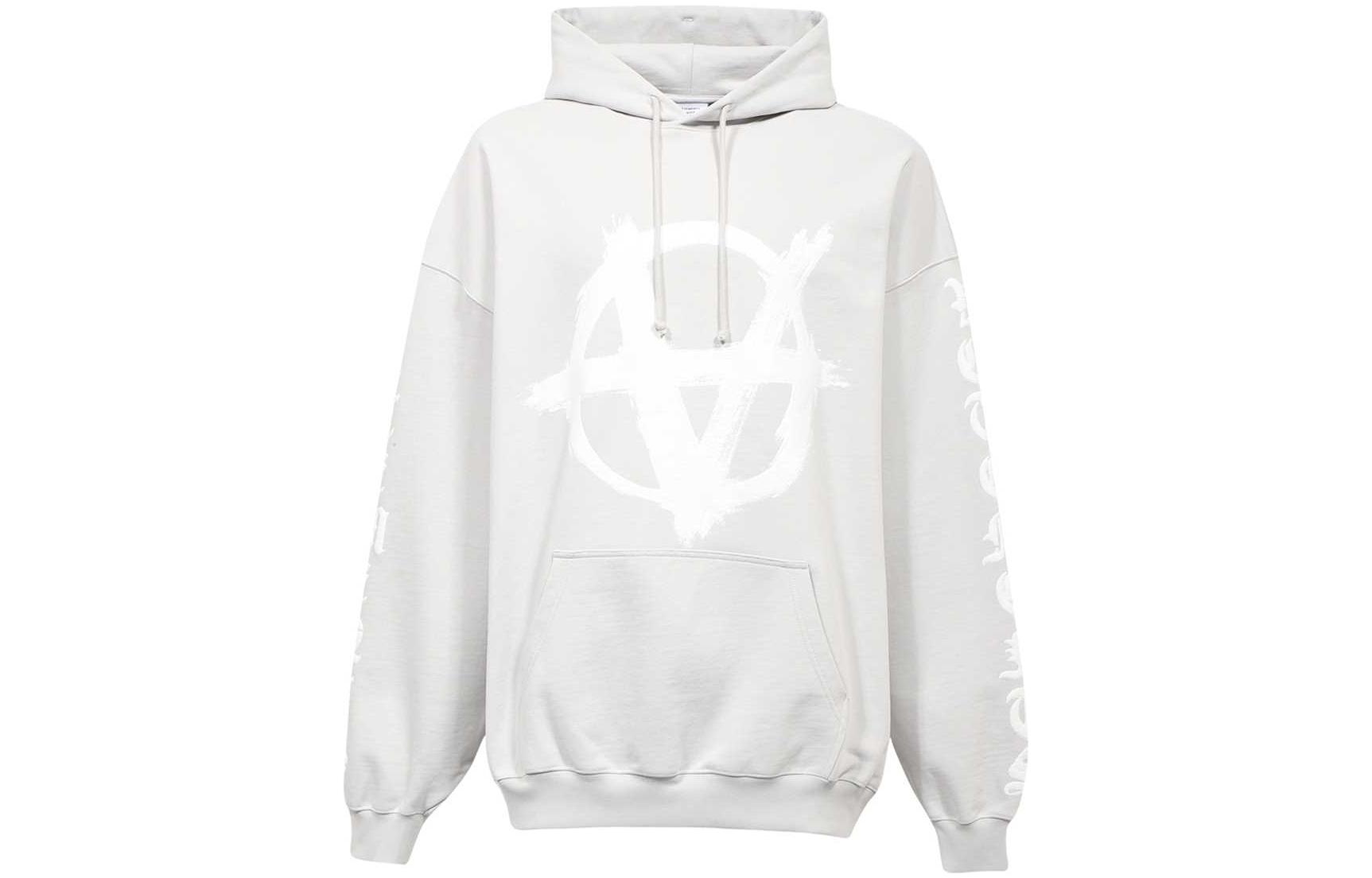 Vetements FW23 Letter Print Hoodie Gray/White Long Sleeve Pullover UE54HD260W-WHITE