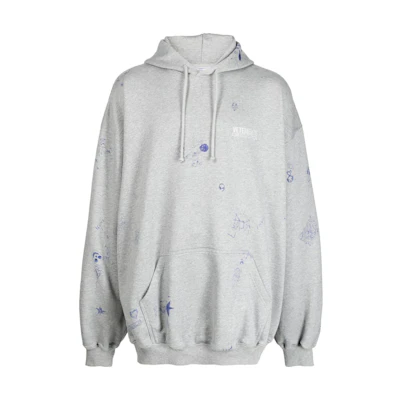 Vetements FW23 Oversized Graphic Print Hoodie Gray Menswear UE54HD480G