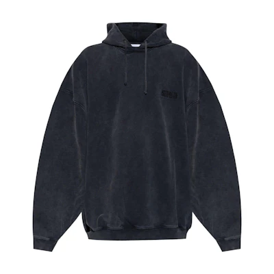 Vetements FW24 Black Embroidered Logo Oversized Hoodie for Men UA65HD530B-BLACK