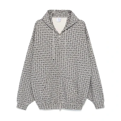 Vetements FW24 Heather Grey Printed Zip-Up Hoodie Long Sleeve Unisex UA65HD150G-GREY