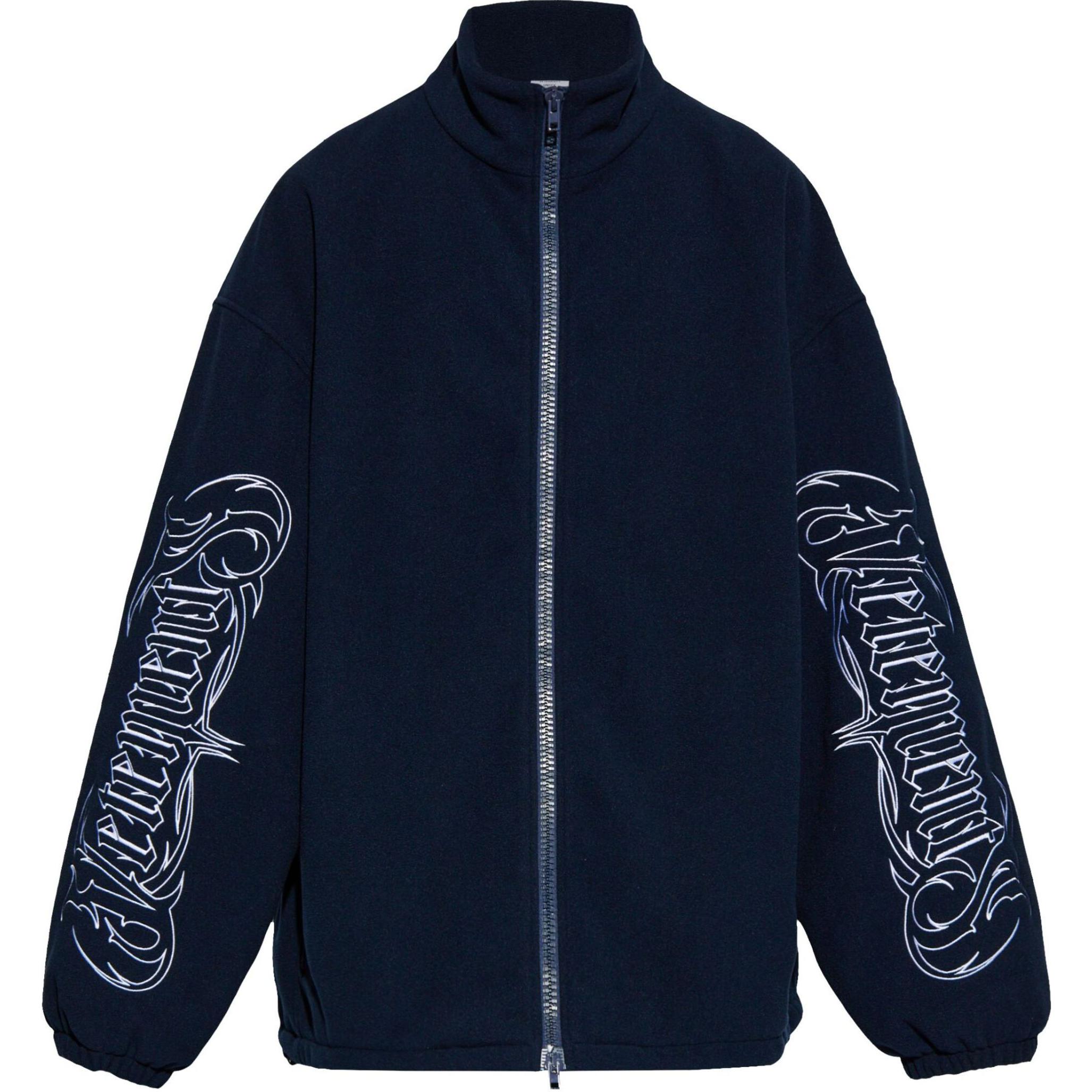 Vetements FW24 Navy Blue Knit Zip-Up Loose-Fit Jacket for Men UA65JA950N-NAVY