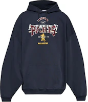 Vetements FW24 Navy Blue Printed Oversized Hoodie Men’s Long Sleeve Sweatshirt UA65HD600N-NAVY Vetements FW24 Navy Blue Printed Oversized Hoodie Men’s Long Sleeve Sweatshirt UA65HD600N-NAVY