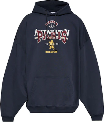 Vetements FW24 Navy Blue Printed Oversized Hoodie Men’s Long Sleeve Sweatshirt UA65HD600N-NAVY Buy Vetements FW24 Navy Blue Printed Oversized Hoodie Men’s Long Sleeve Sweatshirt UA65HD600N-NAVY
