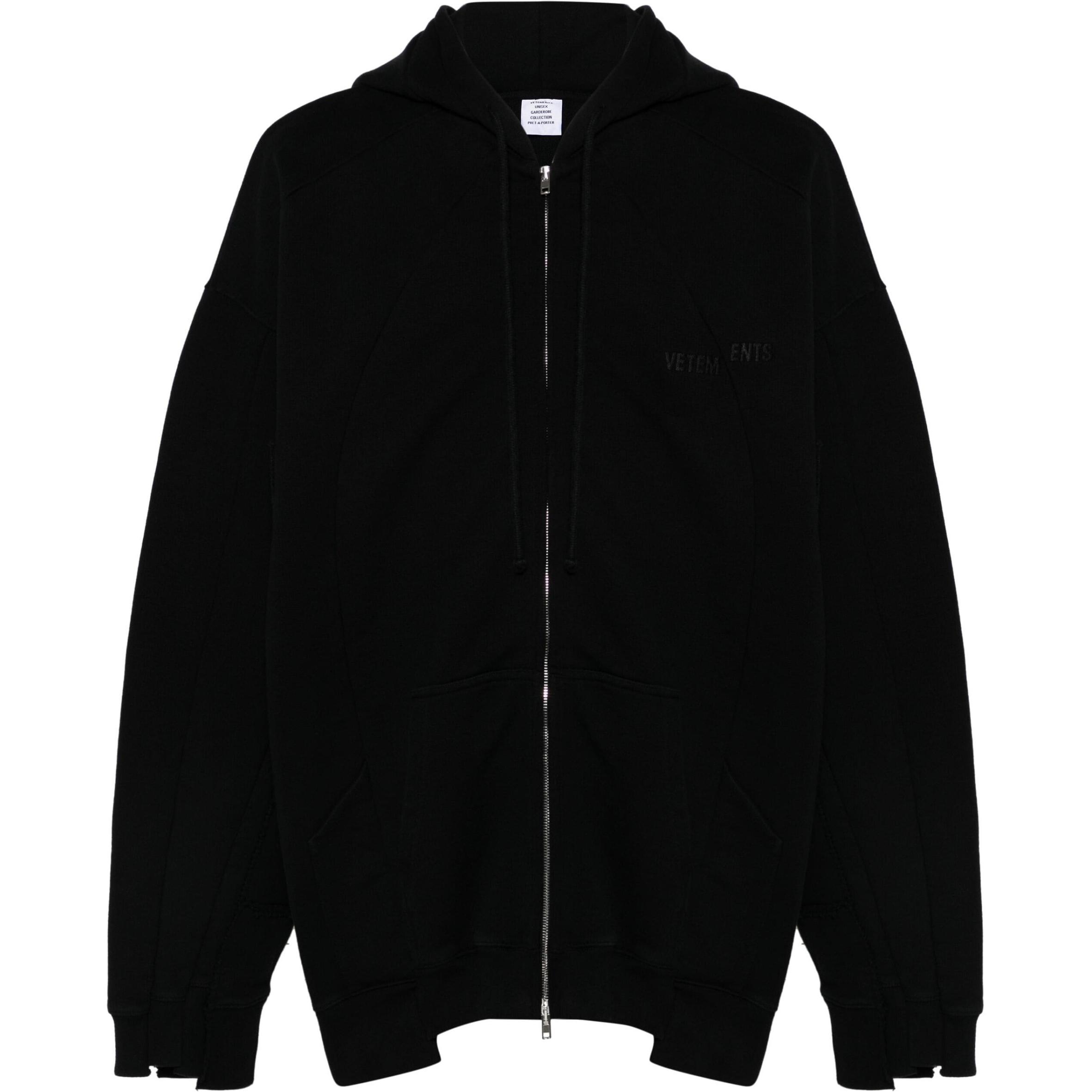 Vetements FW24 Oversized Zip-Up Hoodie Unisex Black UA65HD413B-BLACK