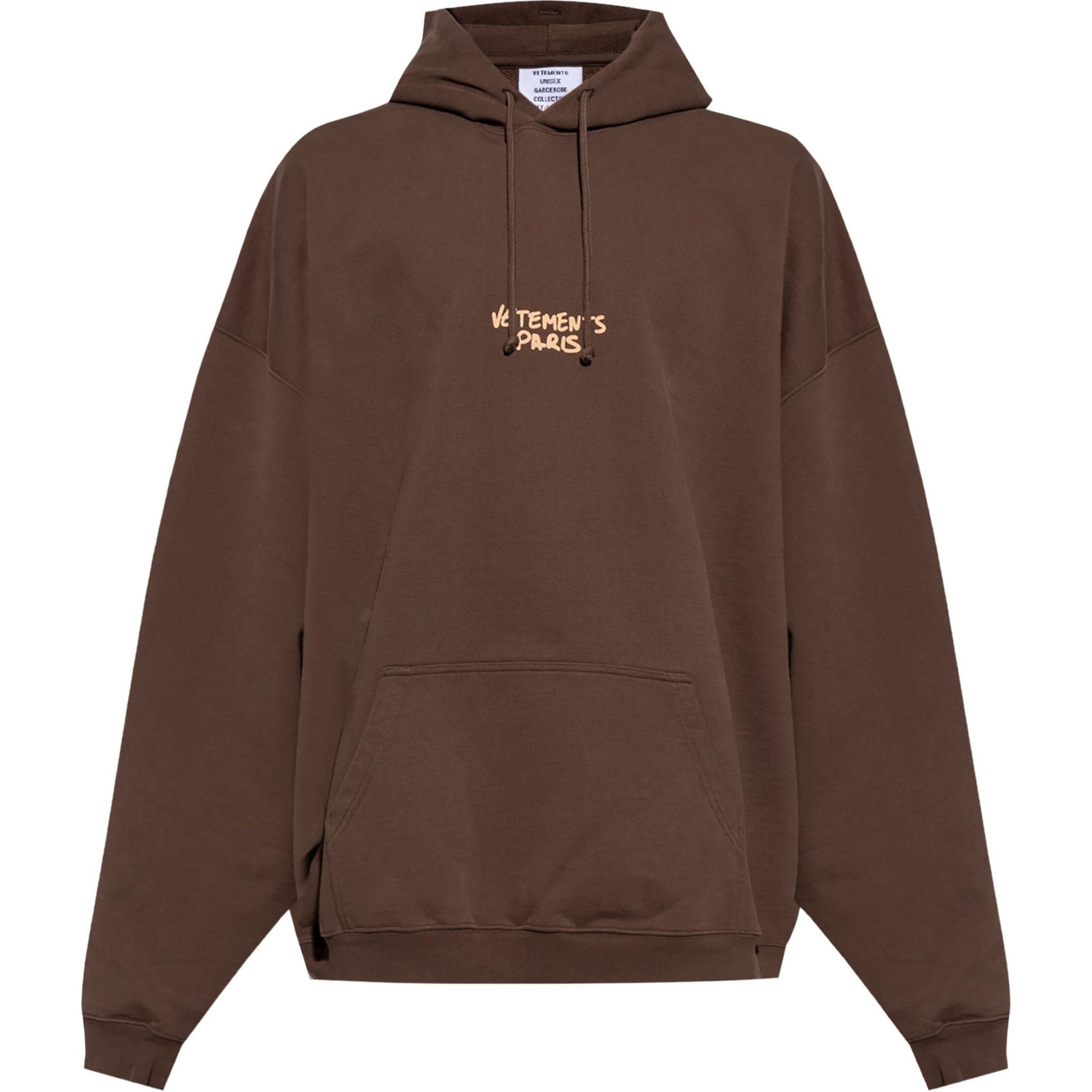 Vetements FW24 Printed Oversized Hoodie Chocolate Brown Long Sleeve UA65HD490E-BROWN