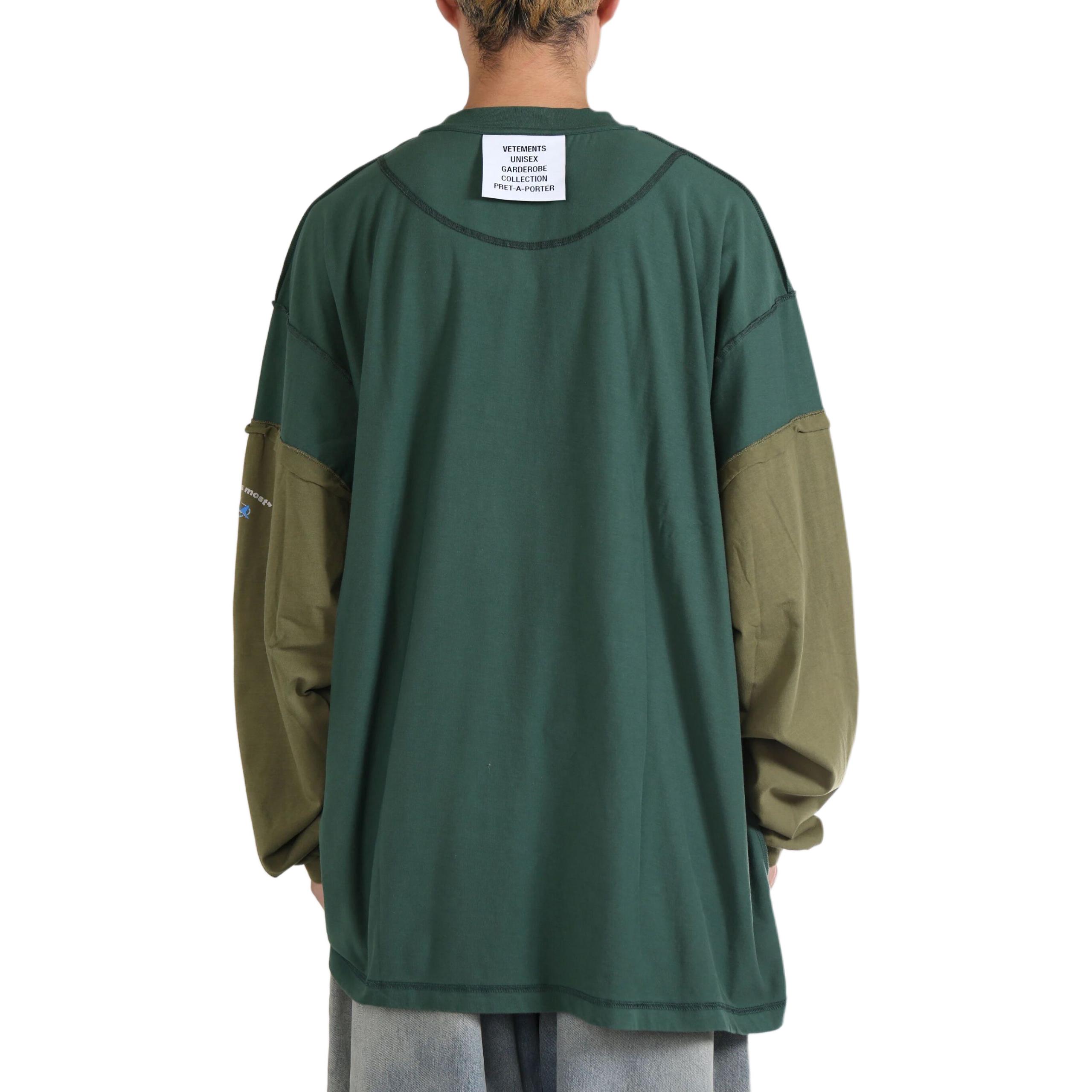 Shop Vetements FW24 Unisex Sweater Oversized V-Neck Patchwork Hijau. UA65LS320G-GREEN