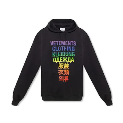 Vetements Gradient Letter Print Hoodie Black UA53HD100XBLACKRAINB