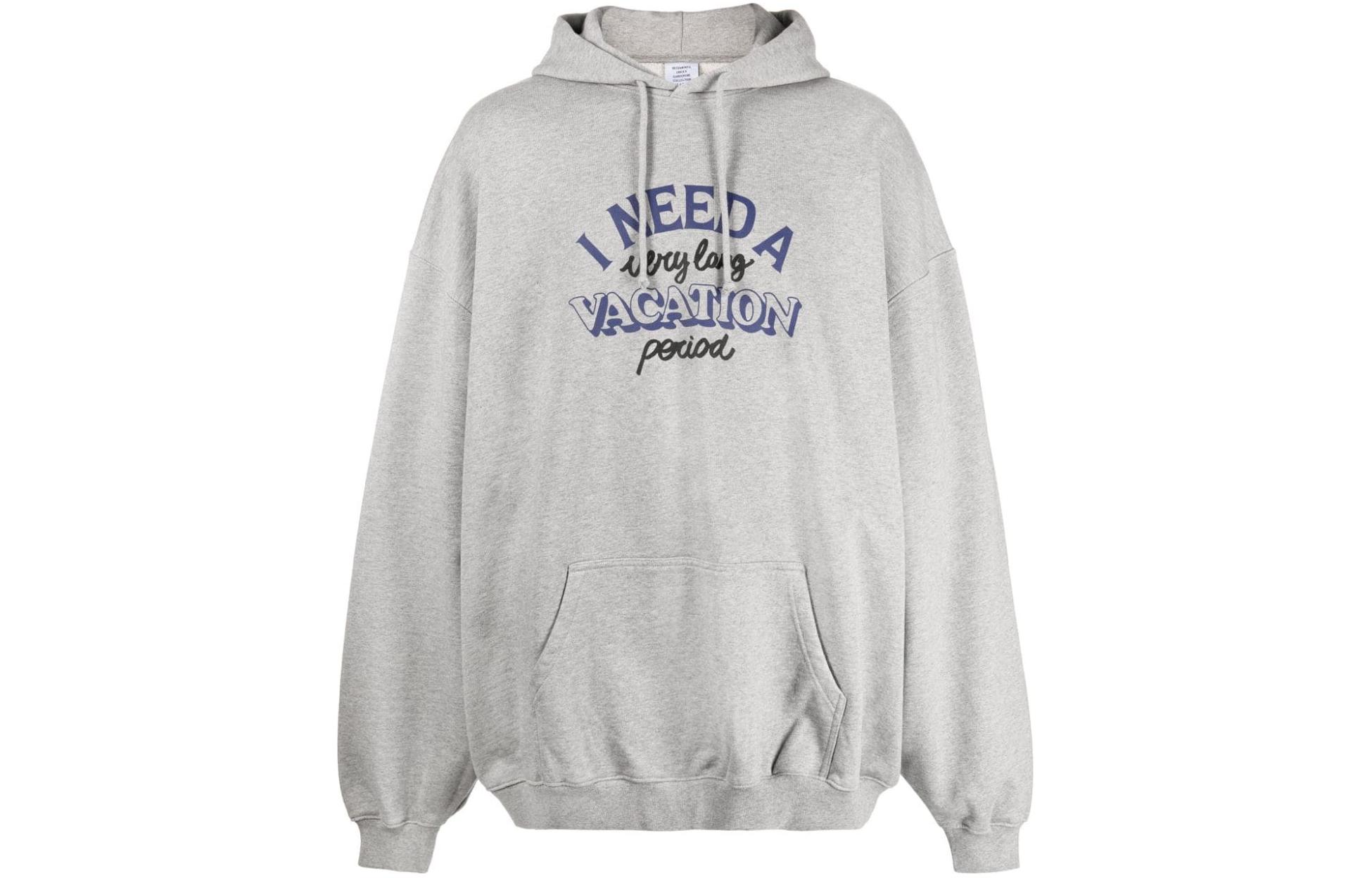 Vetements Graphic Slogan Print Hoodie Men’s Gray UE64HD260G
