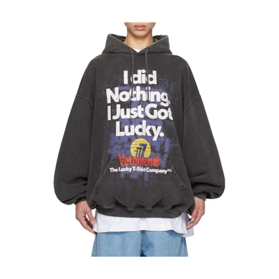 Vetements Gray Hoodie with Letter Print 232669M202030