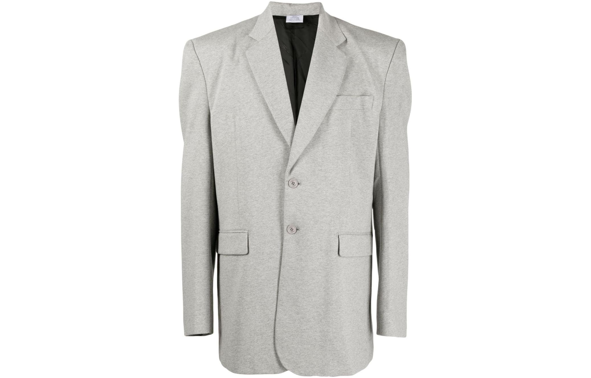 Vetements Grey Solid Single-Breasted Blazer Jacket Unisex UE54JA540G-GREY
