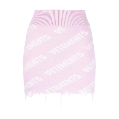 Vetements Jacquard Logo Knit Skirt Pink WE63KN280P-9700