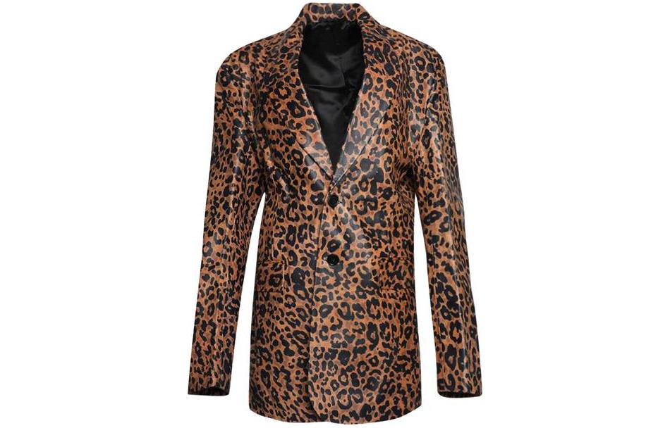 Vetements Leopard Print Single-Breasted Jacket Tan UE54JA460L-LEOP