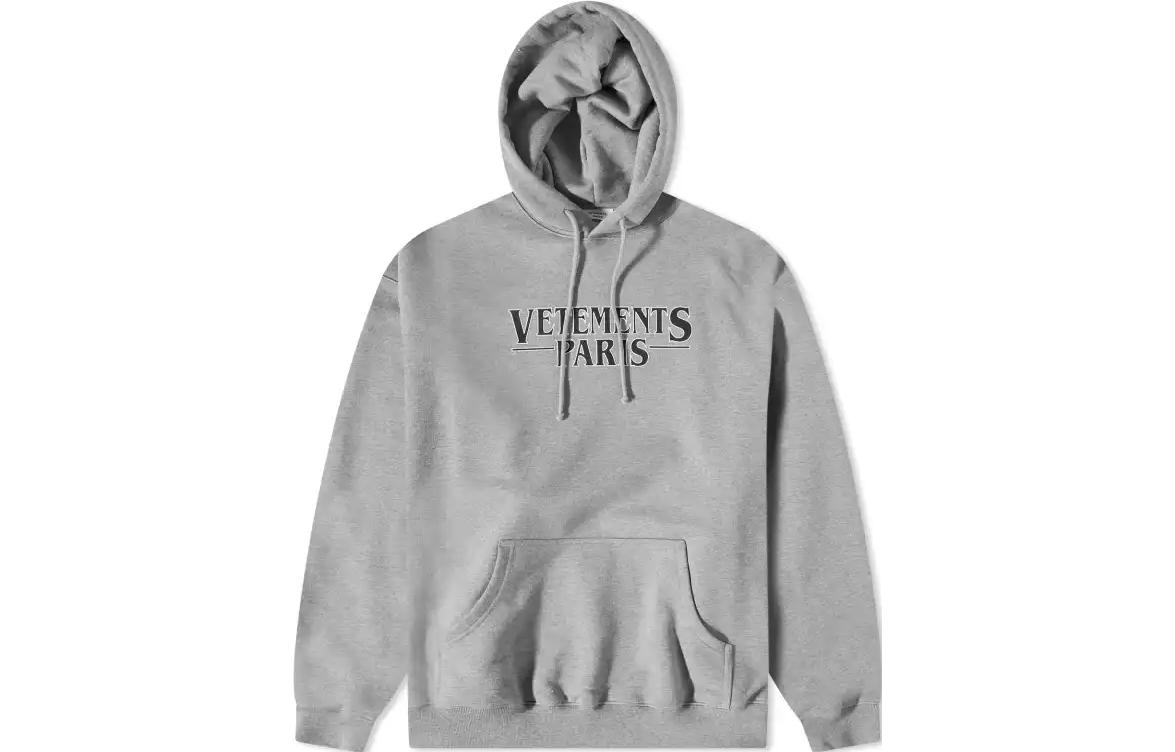 Vetements Letter Graphic Pullover Hoodie Grey - UE54HD500G