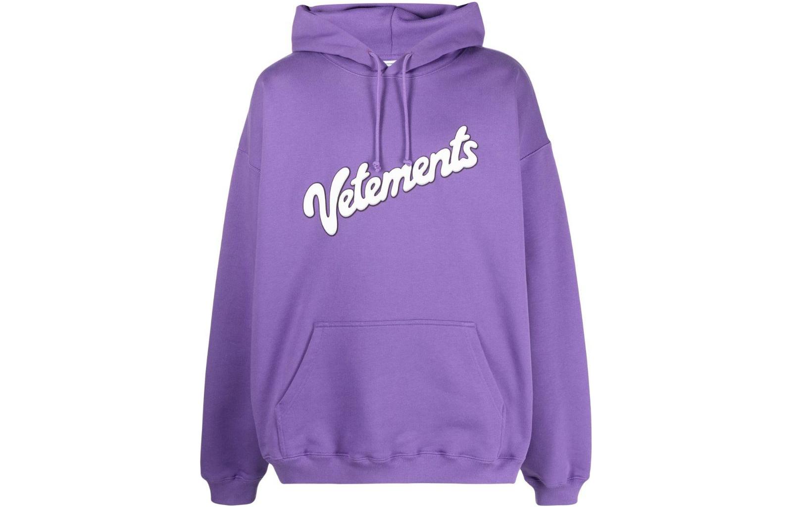 Vetements Letter Logo Print Hoodie Light Purple UA63HD321U-1302