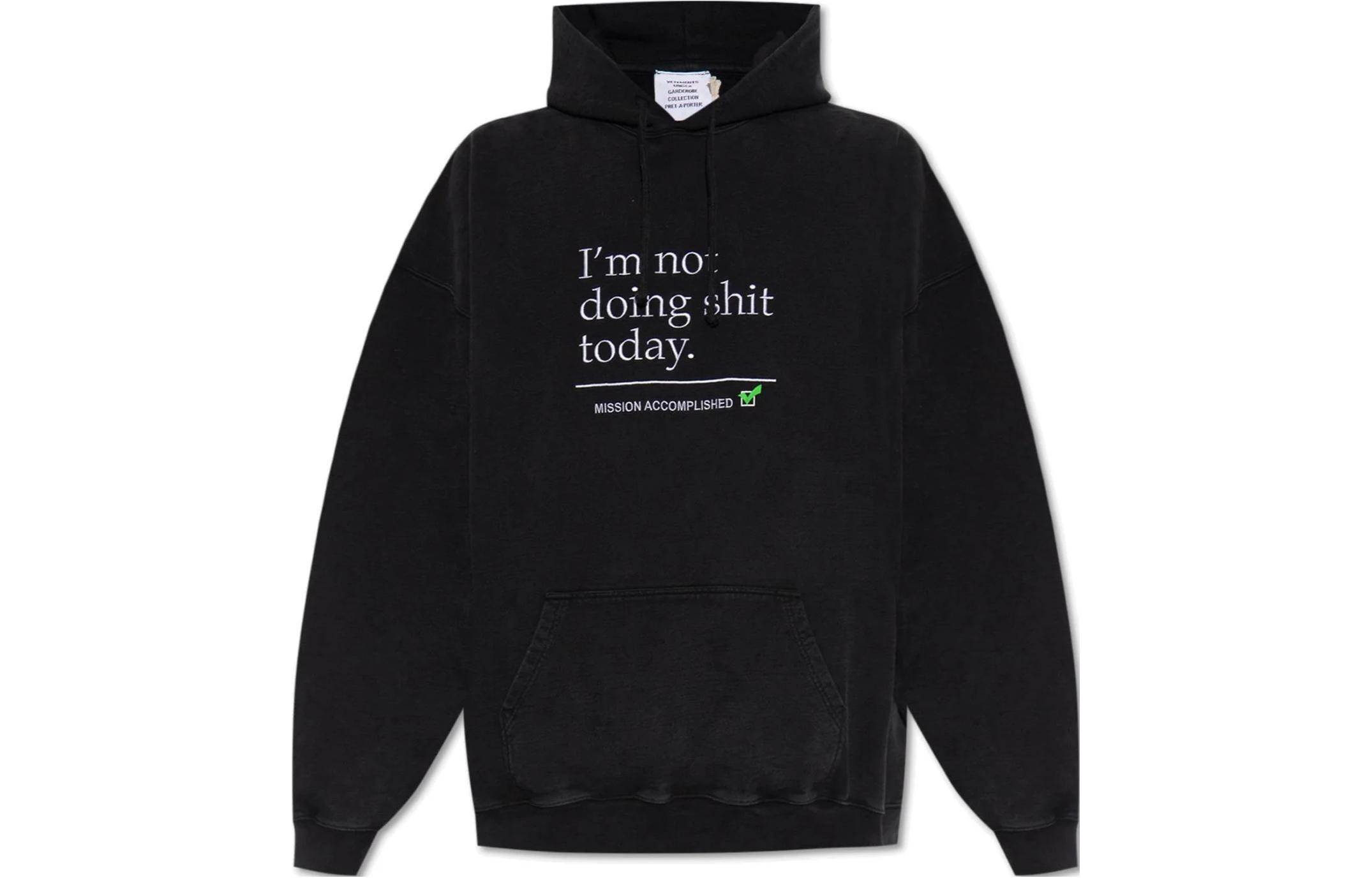 Vetements Letter Logo Pullover Hoodie Black UE54HD180B1304