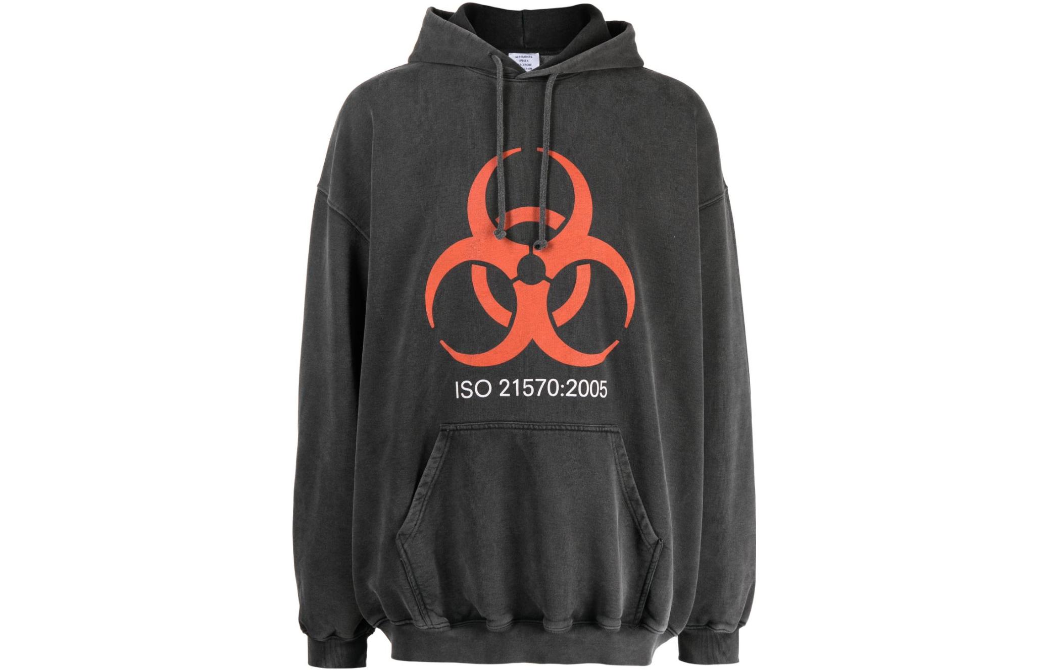 Vetements Letter Print Hoodie Menswear - Charcoal Black Long Sleeve UE54HD580B