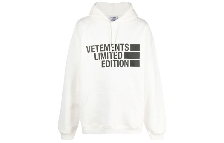Vetements Letter Print Hoodie Unisex White UE51TR820W-WHITE