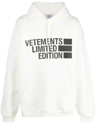 Vetements Letter Print Hoodie Unisex White UE51TR820W-WHITE Buy Vetements Letter Print Hoodie Unisex White UE51TR820W-WHITE
