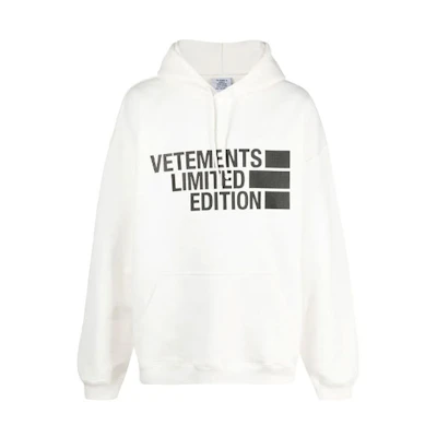 Vetements Letter Print Hoodie Unisex White UE51TR820W-WHITE